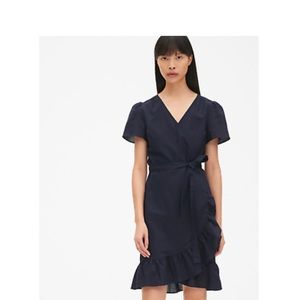 Gap Ruffle Wrap Dress in linen-cotton